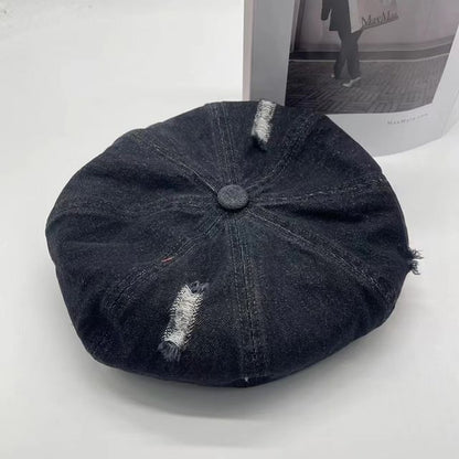 Denim Distressed Beret