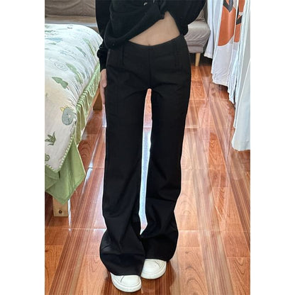 Low Rise Plain Wide Leg Dress Pants