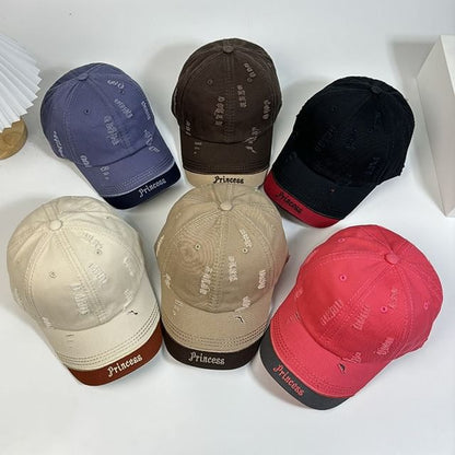 Embroidered Baseball Cap Distressed Letter