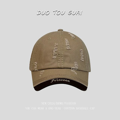 Embroidered Baseball Cap Distressed Letter