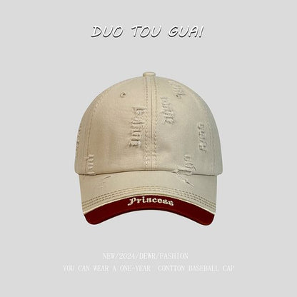 Embroidered Baseball Cap Distressed Letter