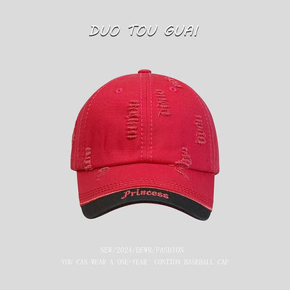 Embroidered Baseball Cap Distressed Letter