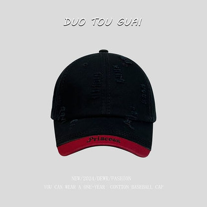 Embroidered Baseball Cap Distressed Letter