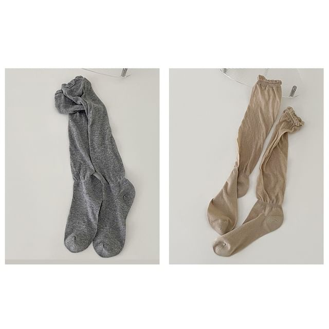 Set of 2 Pairs: Plain Shirred Socks