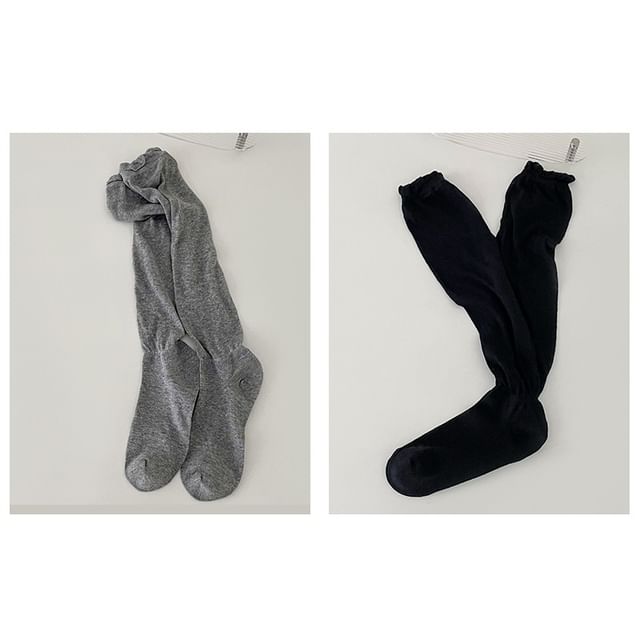 Set of 2 Pairs: Plain Shirred Socks