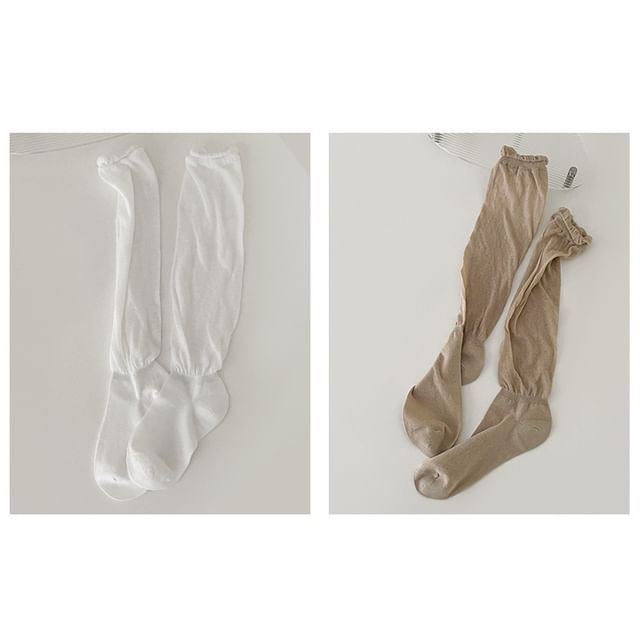 Set of 2 Pairs: Plain Shirred Socks