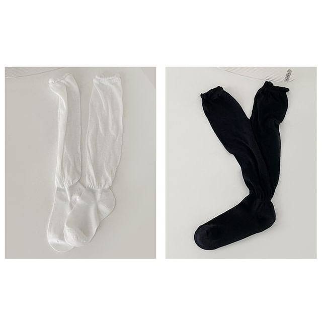 Set of 2 Pairs: Plain Shirred Socks