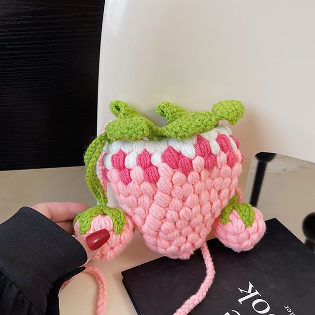 Strawberry Knit Crossbody Bag