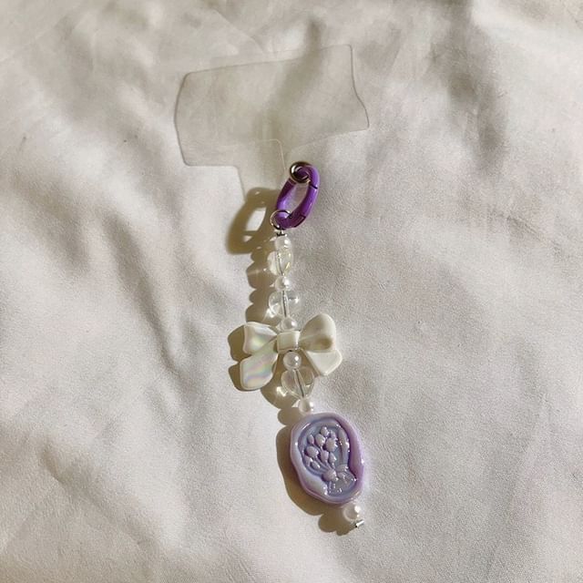 Bow Resin Charm Lanyard with Pad Phone