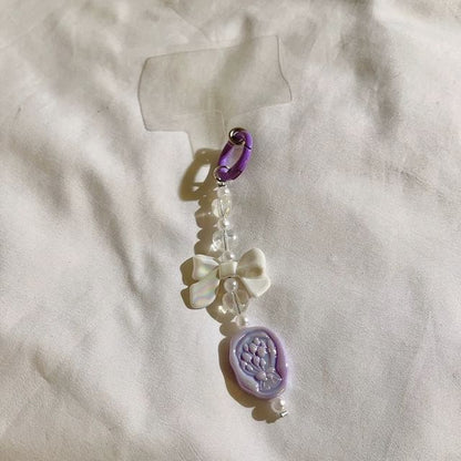 Bow Resin Charm Lanyard with Pad Phone