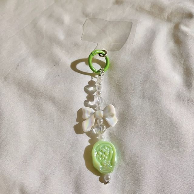 Bow Resin Charm Lanyard with Pad Phone