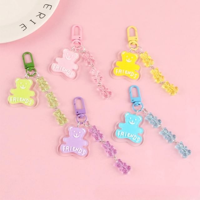 Bear Acrylic Bag Charm Keyring (Various Designs)