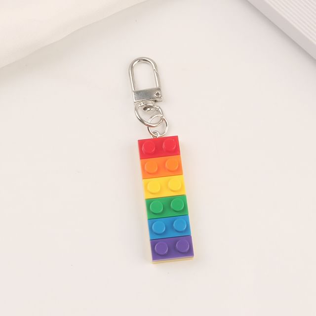 Rainbow Toy Block Bag Charm Keyring (Various Designs)