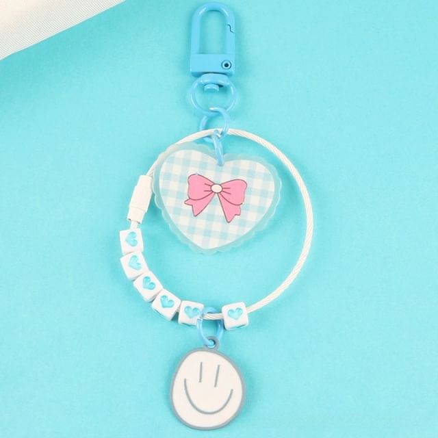 Heart Smiley Acrylic Bag Charm Keyring (Various Designs)