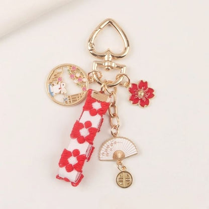 Rabbit Sakura Strap / Faux Pearl Bag Charm Keyring (Various Designs)