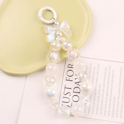 Bow Faux Pearl Bag Charm Keyring