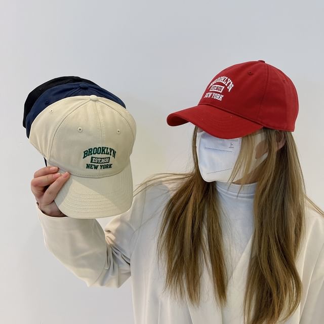 Lettering Embroidered Cap