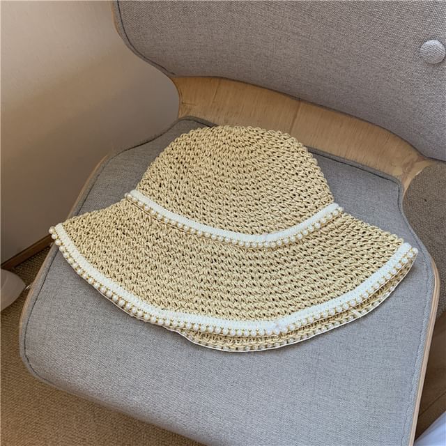 Pearl Hat Sun Straw Faux