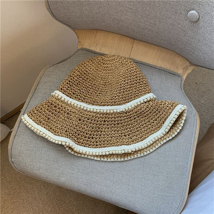 Pearl Hat Sun Straw Faux