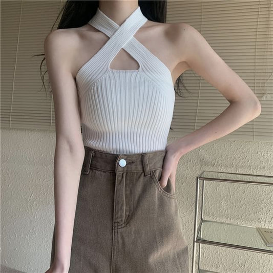 Crop Strap Cross Top Plain