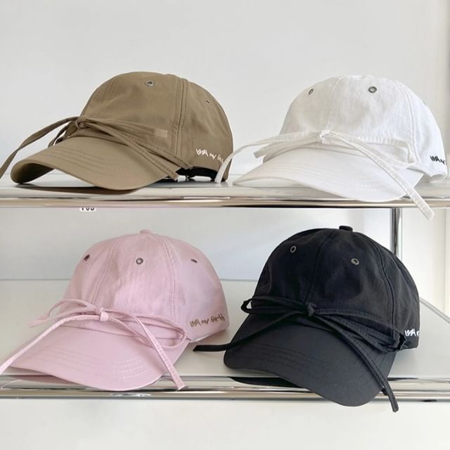 Accent Baseball Cap Embroidered Lettering Bow