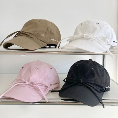 Accent Baseball Cap Embroidered Lettering Bow