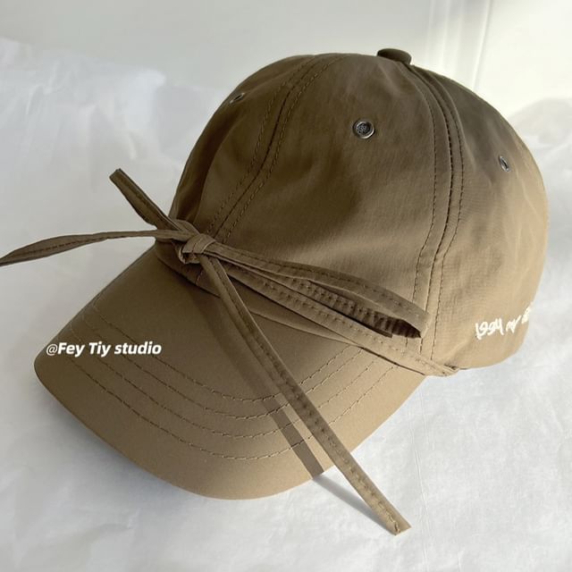 Accent Baseball Cap Embroidered Lettering Bow