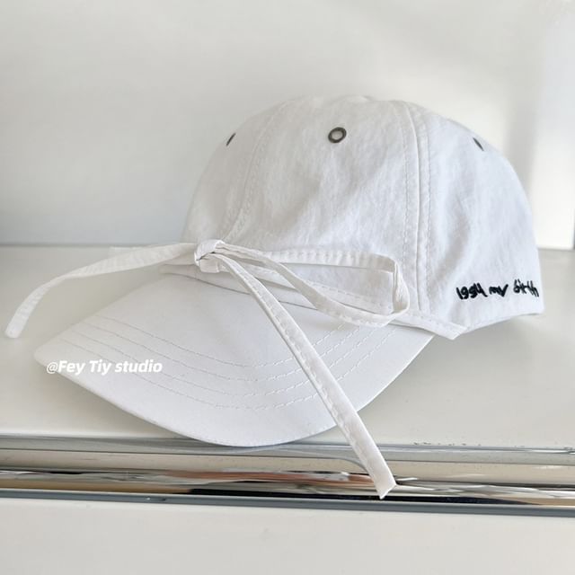 Accent Baseball Cap Embroidered Lettering Bow