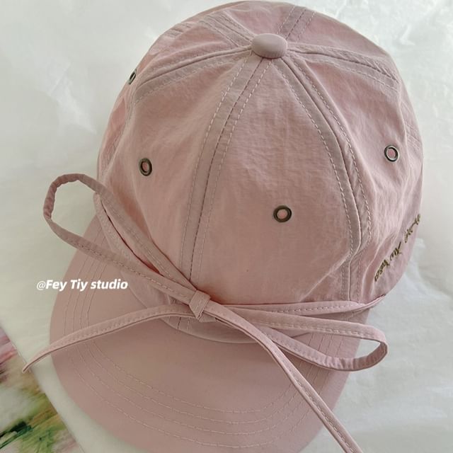 Accent Baseball Cap Embroidered Lettering Bow