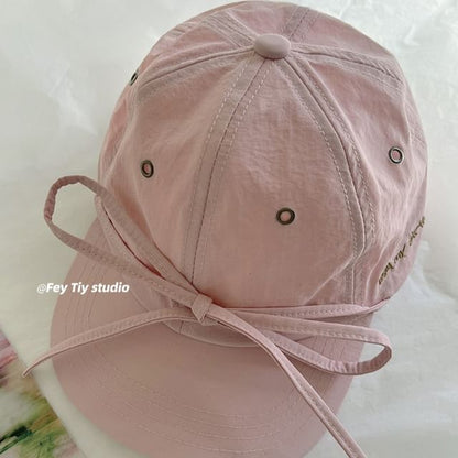 Accent Baseball Cap Embroidered Lettering Bow