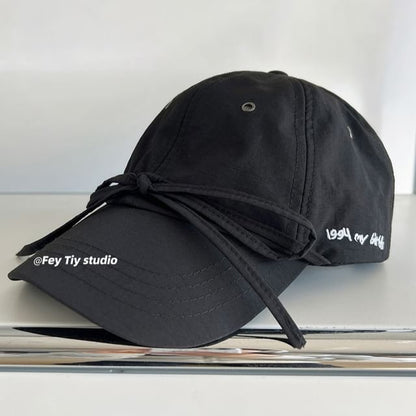 Accent Baseball Cap Embroidered Lettering Bow