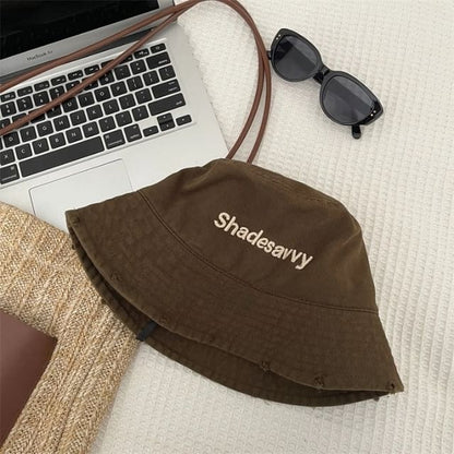 Embroidered Hat Bucket Lettering Distressed