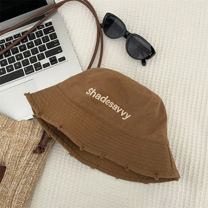 Embroidered Hat Bucket Lettering Distressed