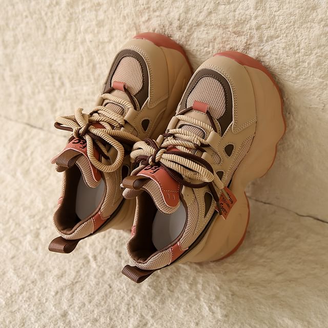 Platform Sneakers Lace-Up Applique