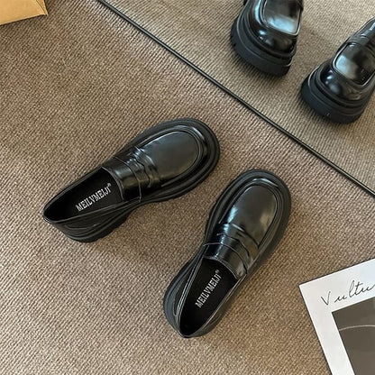 Faux Loafers Leather Platform