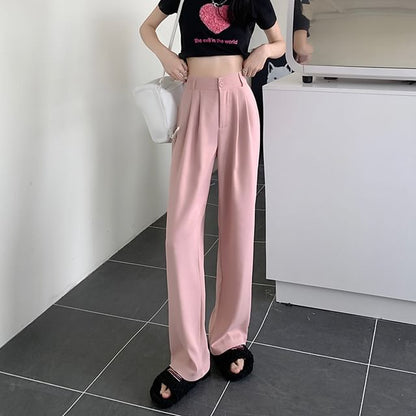 High Waist Plain Loose Fit Dress Pants