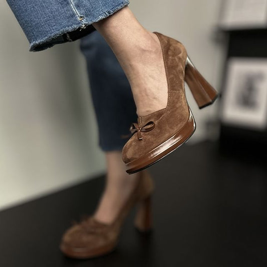 Pumps Bow Heel Chunky