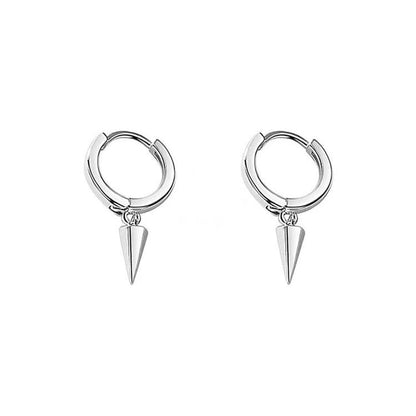 Cone Sterling Silver Drop Hoop Earring