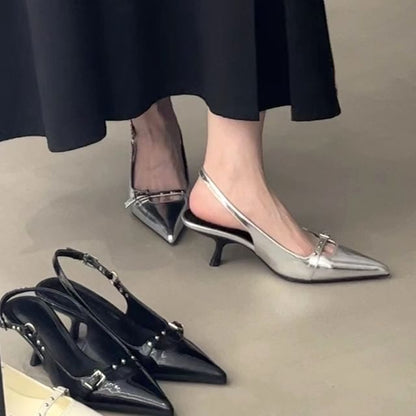 Pointed Sandals Slingback Heel Kitten