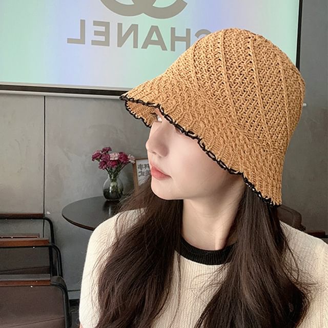 Hat Bucket Contrast Trim Woven