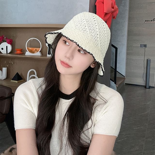 Hat Bucket Contrast Trim Woven