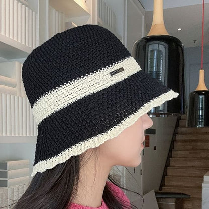 Hat Bucket Contrast Woven Trim