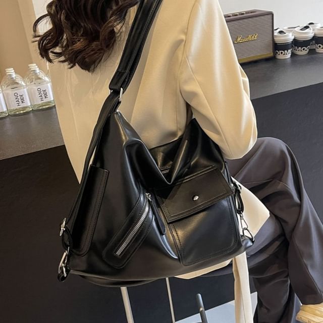 Multi-Pocket Tote Leather Bag Faux