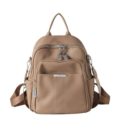 Leather Backpack Faux Multi-Pocket
