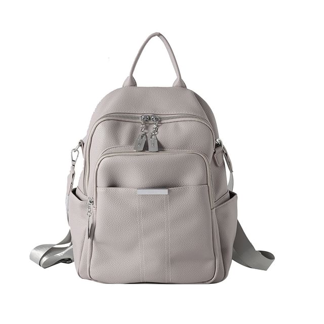 Leather Backpack Faux Multi-Pocket