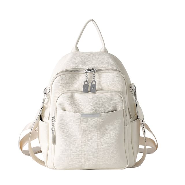 Leather Backpack Faux Multi-Pocket