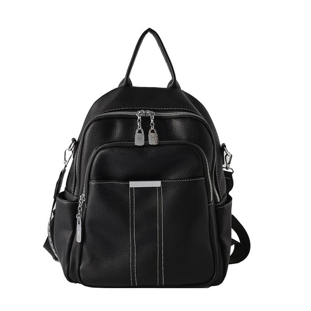 Leather Backpack Faux Multi-Pocket