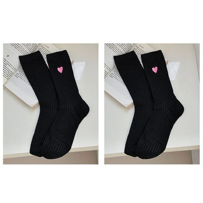 Heart Print Ribbed Socks / Set