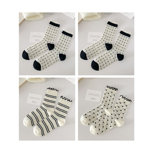 Printed Lettuce Edge Socks / Set