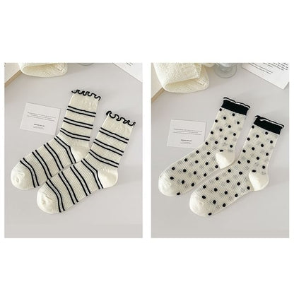 Printed Lettuce Edge Socks / Set